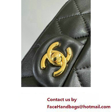 Chanel Lambskin, Resin  &  Gold-Tone Metal Mini Flap Bag with Top Handle AS4847 Black 2024